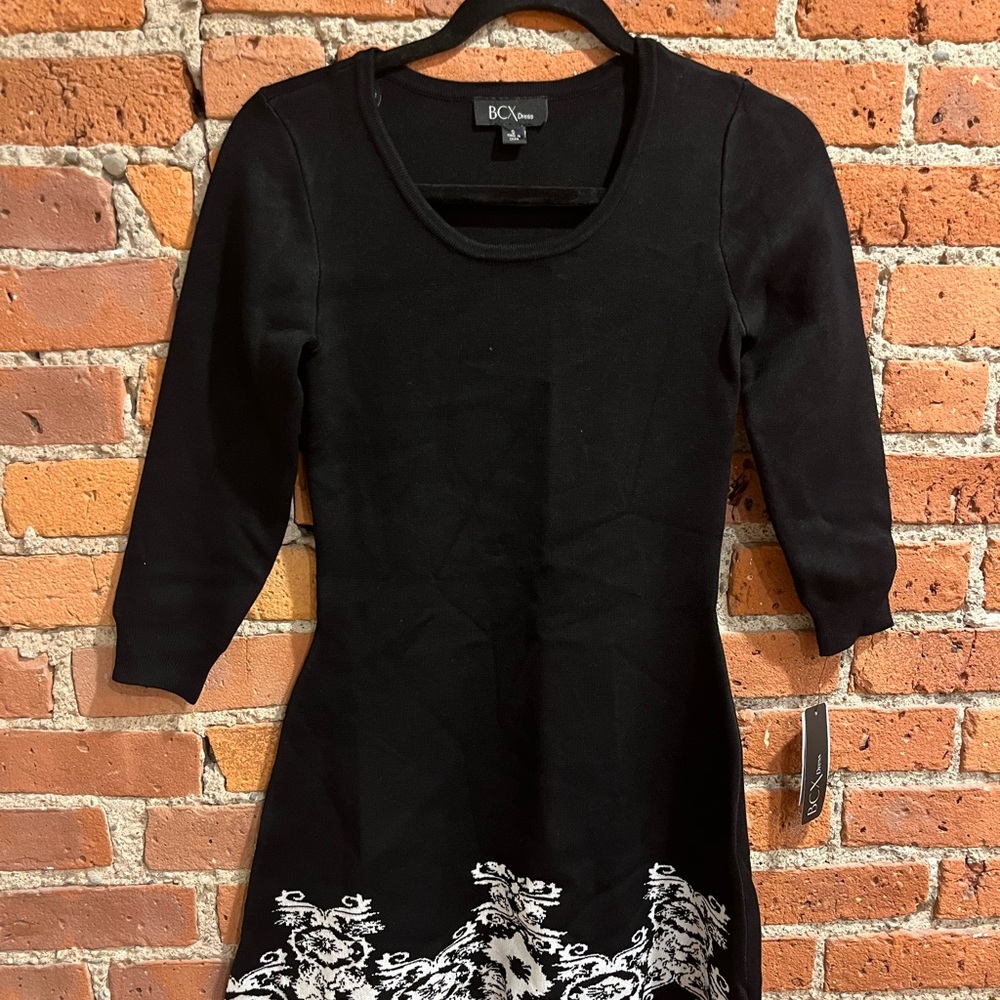 Black knit skater dress